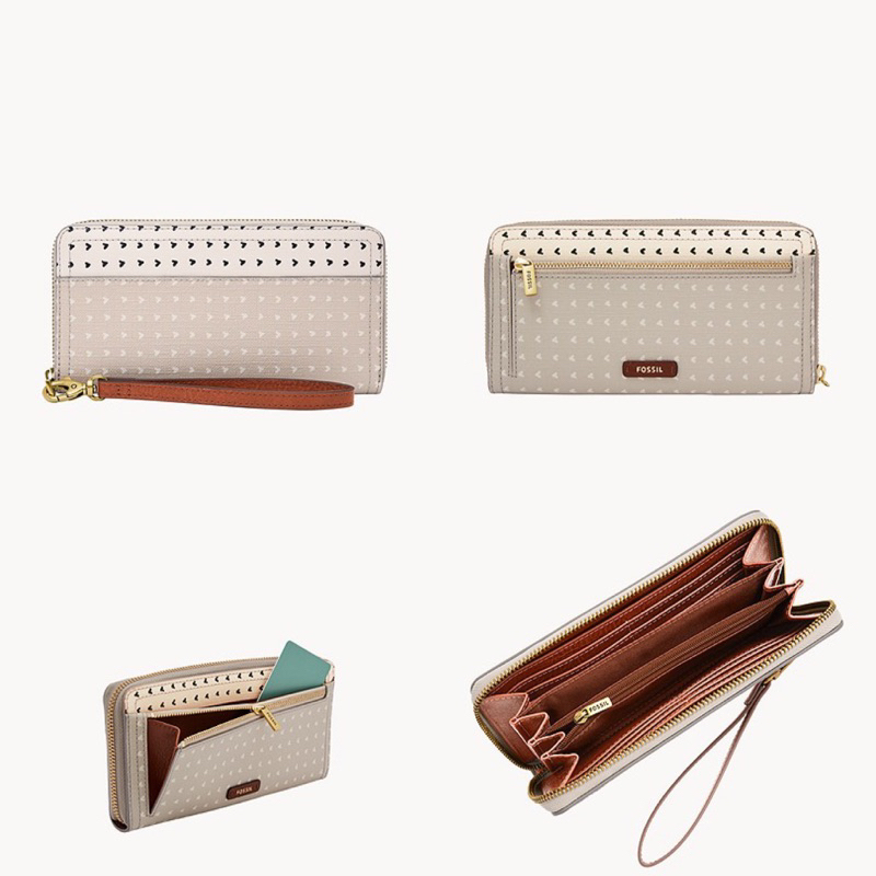 dompet fossill logan zip around RFID NWT