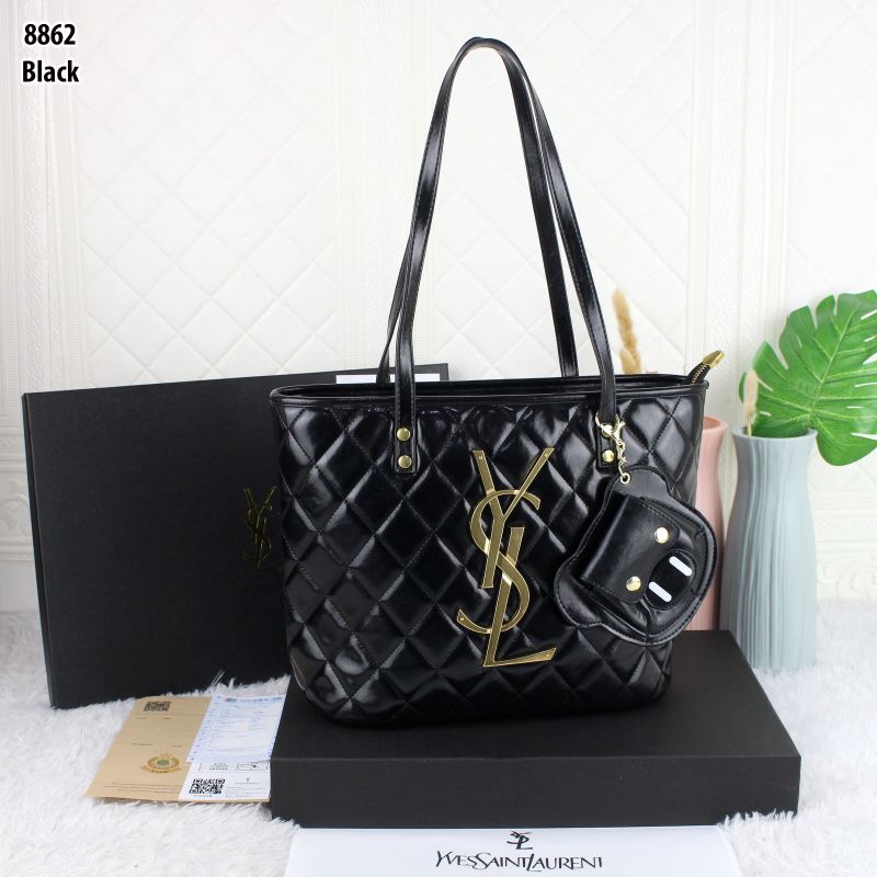 TAS YSL SAINT LAURENT TOTE QUILTED SHOPPING BAG 8862 PLATINUM LIKE ORI