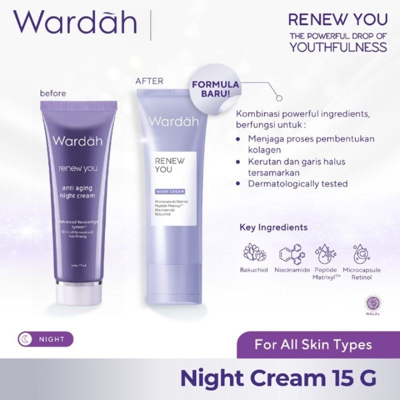 Wardah Renew You Night Cream 15g/Pelembab malam