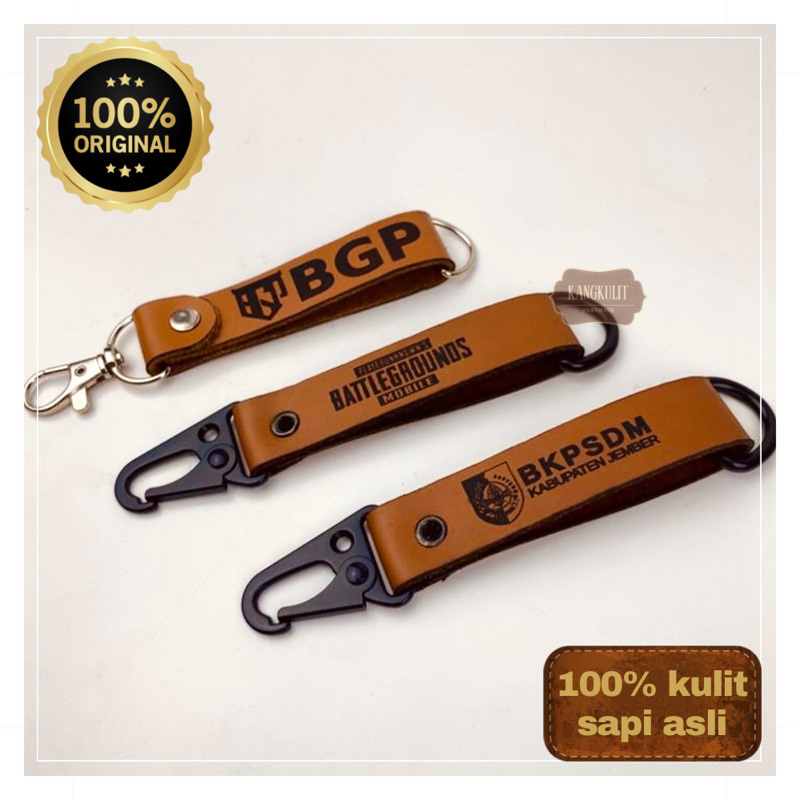 GANTUNGAN KUNCI CUSTOM Ganci Kulit Sapi Asli Premium Gratis Grafir Nama untuk Motor Mobil Tas Leathe
