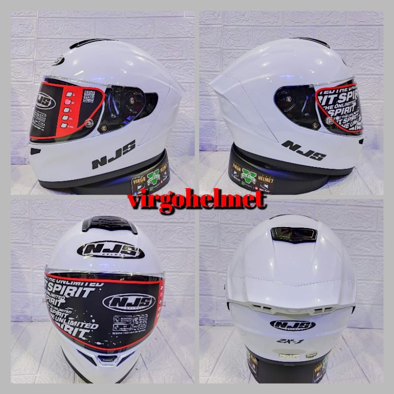 HELM FULL FACE NJS ZX-1 SOLID WHITE DOUBLE VISOR