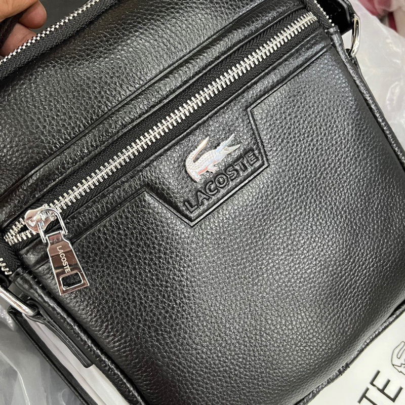 Tas selempang pria kulit asli Lac0st* import premium