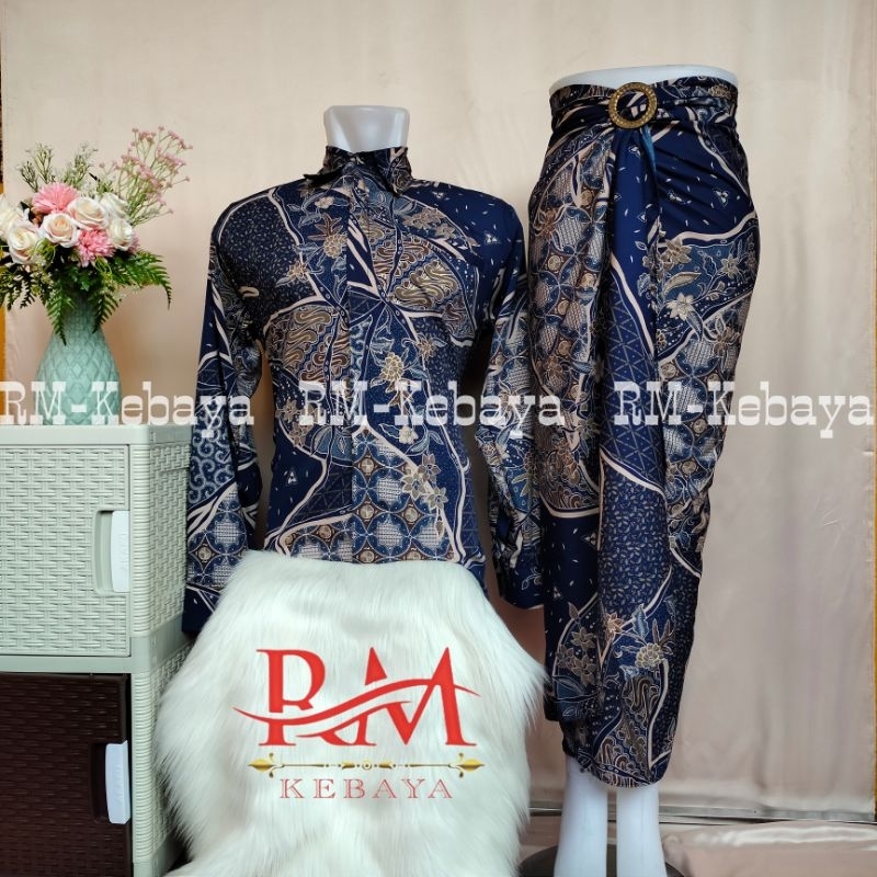 Baju Kemeja Batik Pria Couple Rok Lilit Batik Wanita Tradisional