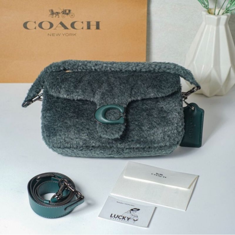 Coach Pillow Tabby Shoulder Bag 26 With Shearling In Green