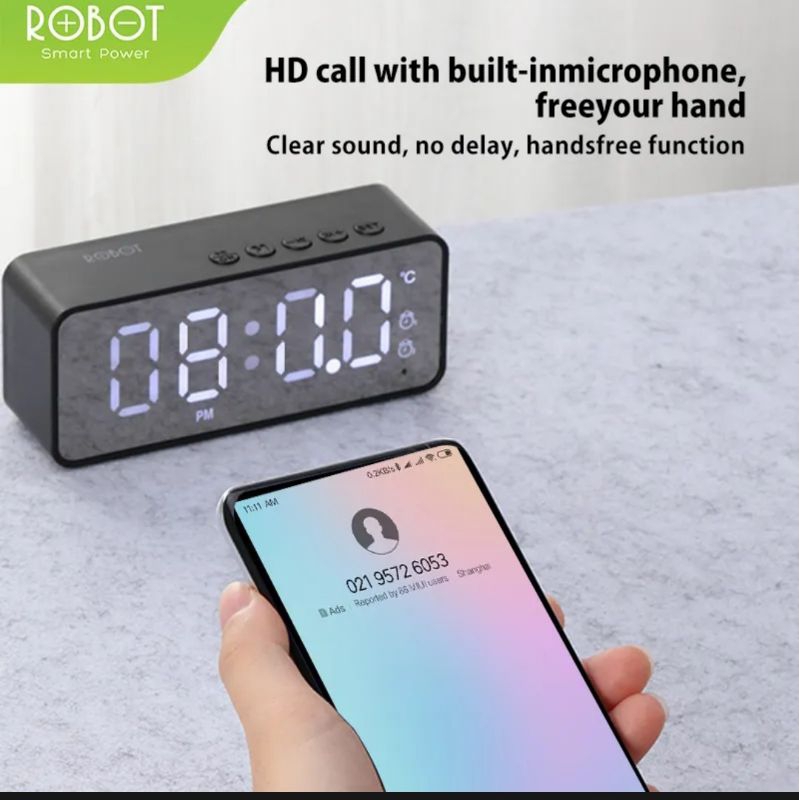 ROBOT RB150 Speaker Bluetooth 5.0 Alarm Led Indicator clock Suport Radio FM Original