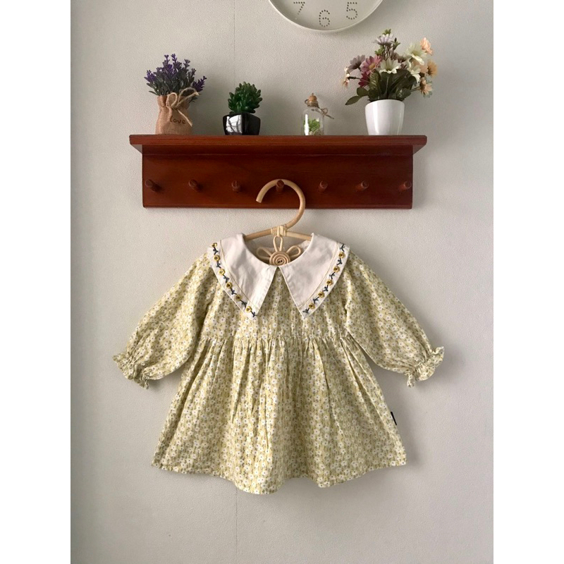 Dress kerah vintage anak size 100 (2-3 tahun)