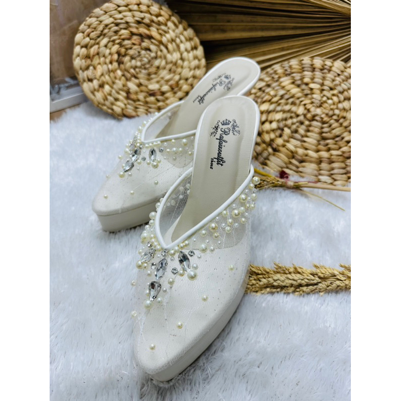 sepatu wedding yohanda wanita broken white 9cm