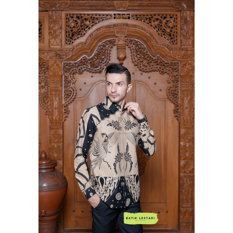 PARIKESIT HITAM Kemeja Batik Pria Lengan Panjang Slim Fit Premium Modern Full Furing Katun Halus