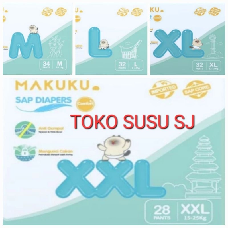 MAKUKU AIR DIAPERS COMFORT + plus PANTS CELANA M 34 L 32 XL 32 XXL 28/M34/L32/XL32/XXL28