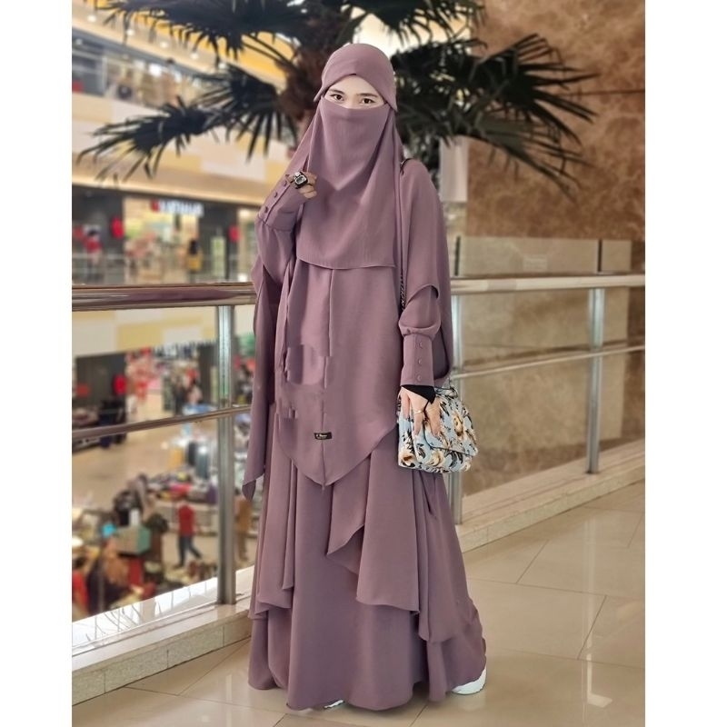 Gamis Premium Syar'i maryam set Cadar, GAMIS syar'i, gamis syar'i terbaru, gamis cadar, gamis syar'i