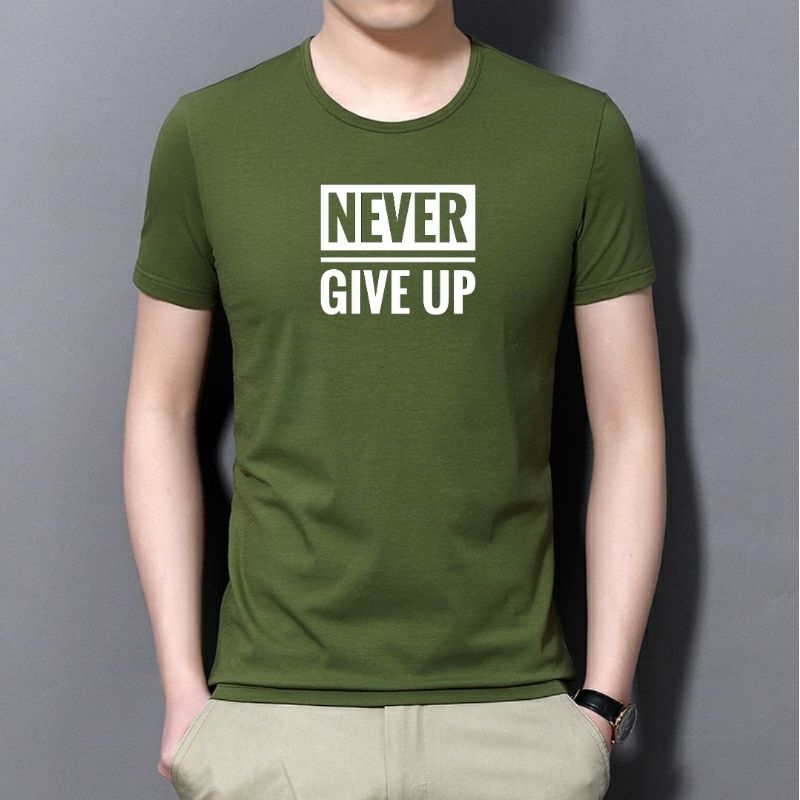 Kaos Never Give Up Pria Lengan Pendek Kaos Distro Baju Lengan Pendek Cowok Cod