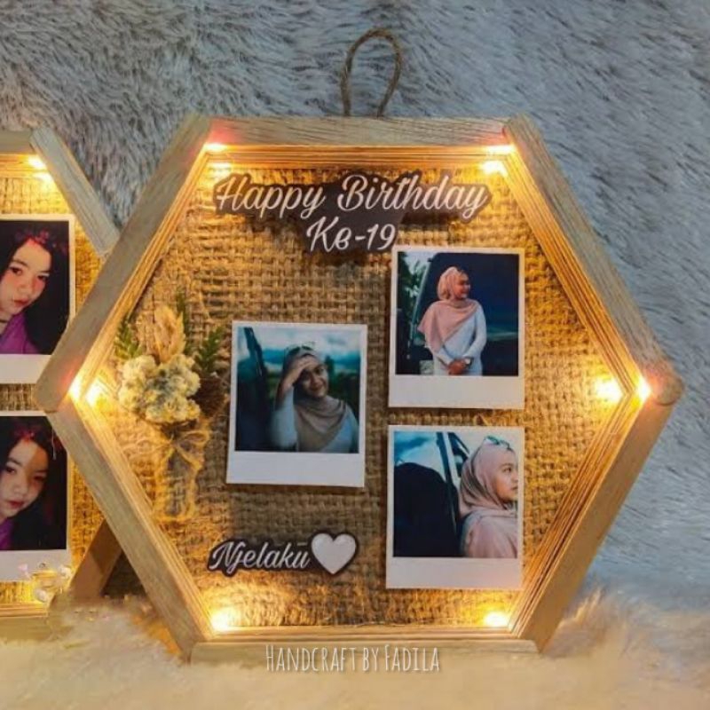 Hexa Frame - Gift box/ hexagonal frame / kado ulang tahun/ kado spesial, kado foto / kado valentine/