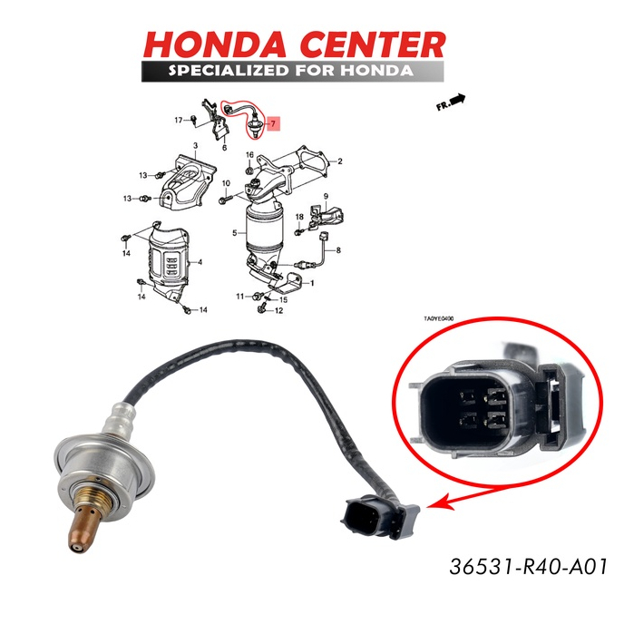 sensor oksigen oxygen oxigen S1 02 gas buang atas accord cp2 cr2 2008 2009 2010 2011 odyssey rb2 rb3 rc1 2009  2013 crv rm gen4 2012 2013 2014 2015 2016 2017 2400cc (36531-R40-A01)