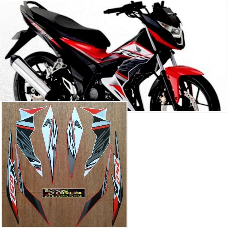 Striping original Honda Sonic RS 150 R merah hitam tahun 2019
