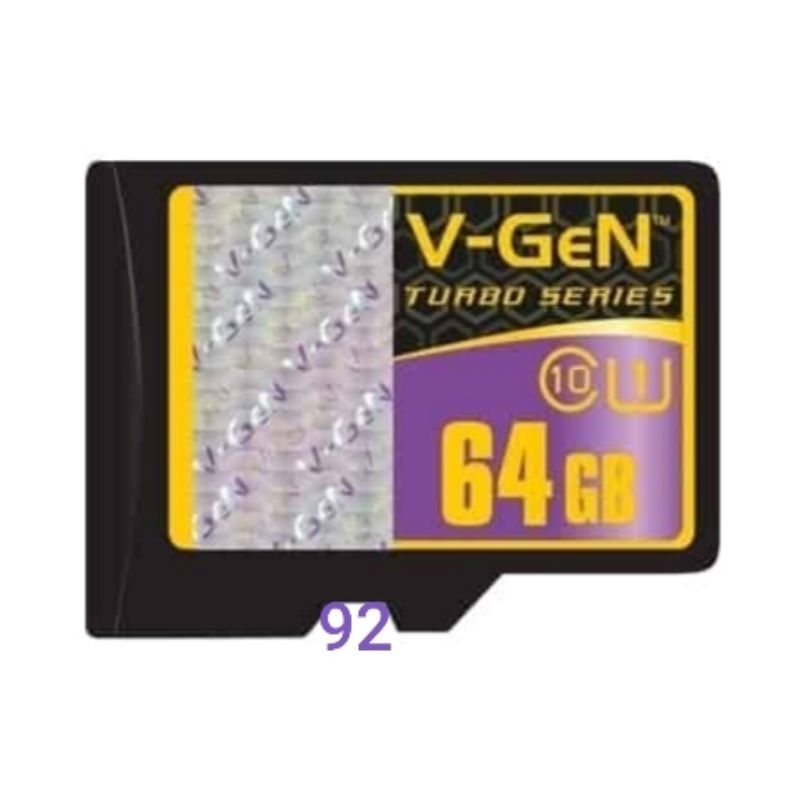 Memori Micro SD V-Gen 64 GB Memory Card 64gb Class 10 Turbo Vgen Original Mmc Sdhc Tf Non Adaptor