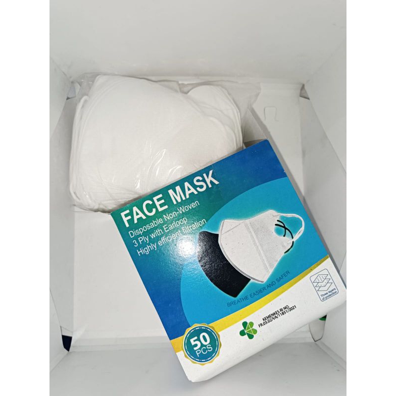 Masker Duckbill Dewasa Polos Warna Hitam Putih 3 Layer 1 kotak isi 50 masker duckbill