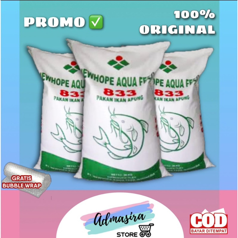 Pakan Pelet Ikan New Hope 833 Ikan lele, gurami, gurame, nila jenis apung floating 30kg