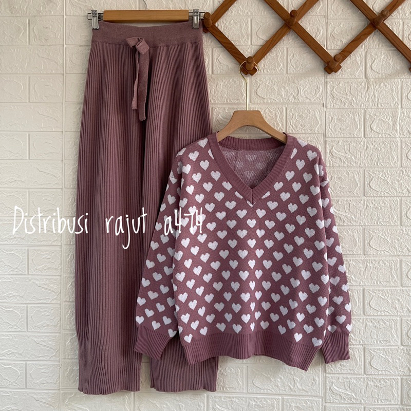 ONESET SWEATER YANTI SETELAN CELANA RAJUT WANITA