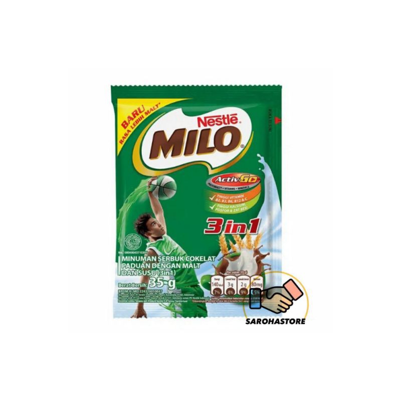 

Milo 3 in 1 35gr Isi 10 pcs