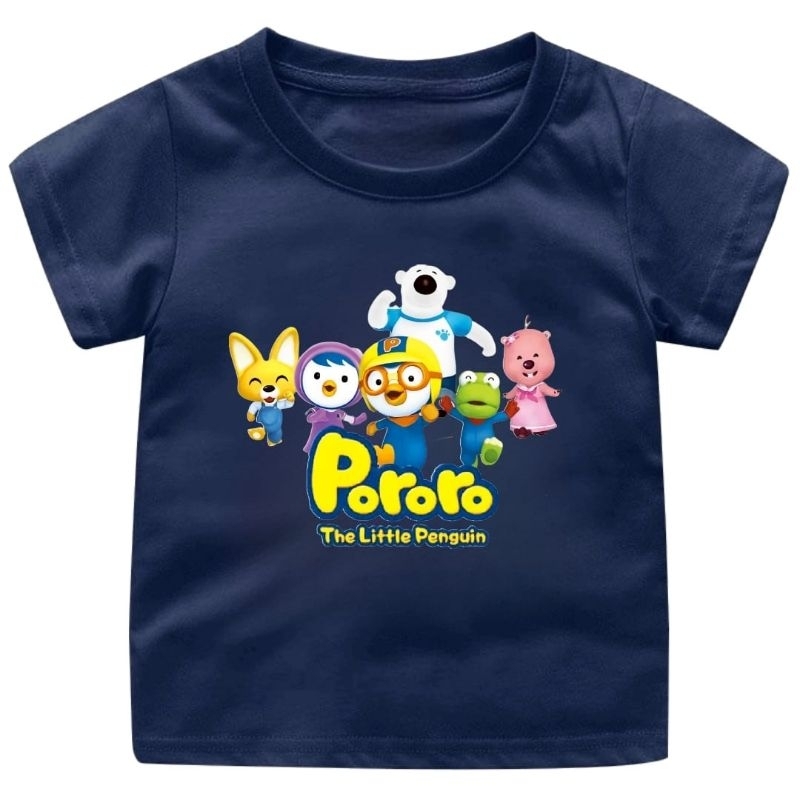 Baju Kaos Anak Cewek-Cowok 1-12Tahun PORORO//Atasan Kaos Anak Anak Lucu Ready 10 Warna