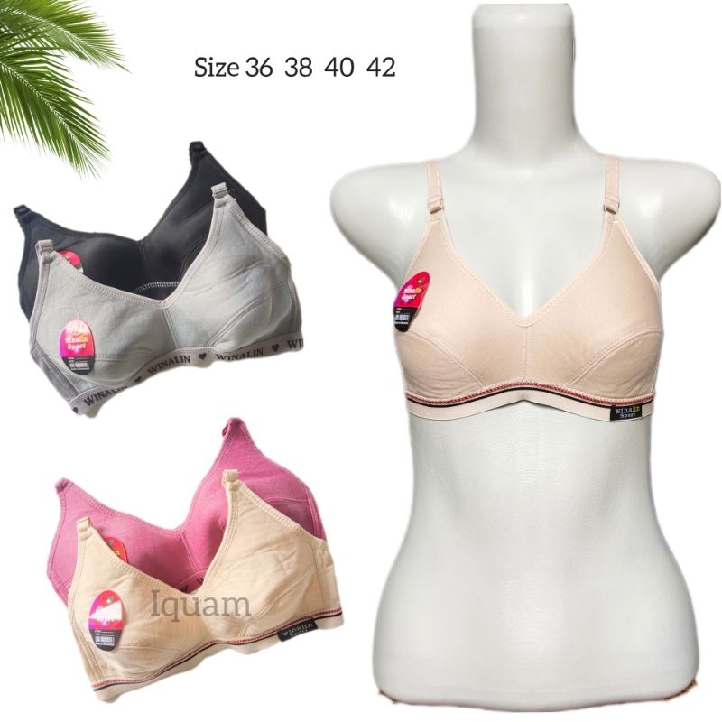 6 / 3 PCS BH Bra Sport WINALIN Wanita Dewasa Remaja Tanpa Kawat dan Busa Tipis Ukuran 36 38 40 42