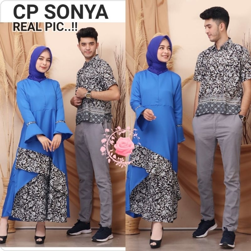 GAMIS PASANGAN SONYA KOMBINASI BATIK /GAMIS PLUS KEMEJA 1 SET /COUPLE GAMIS