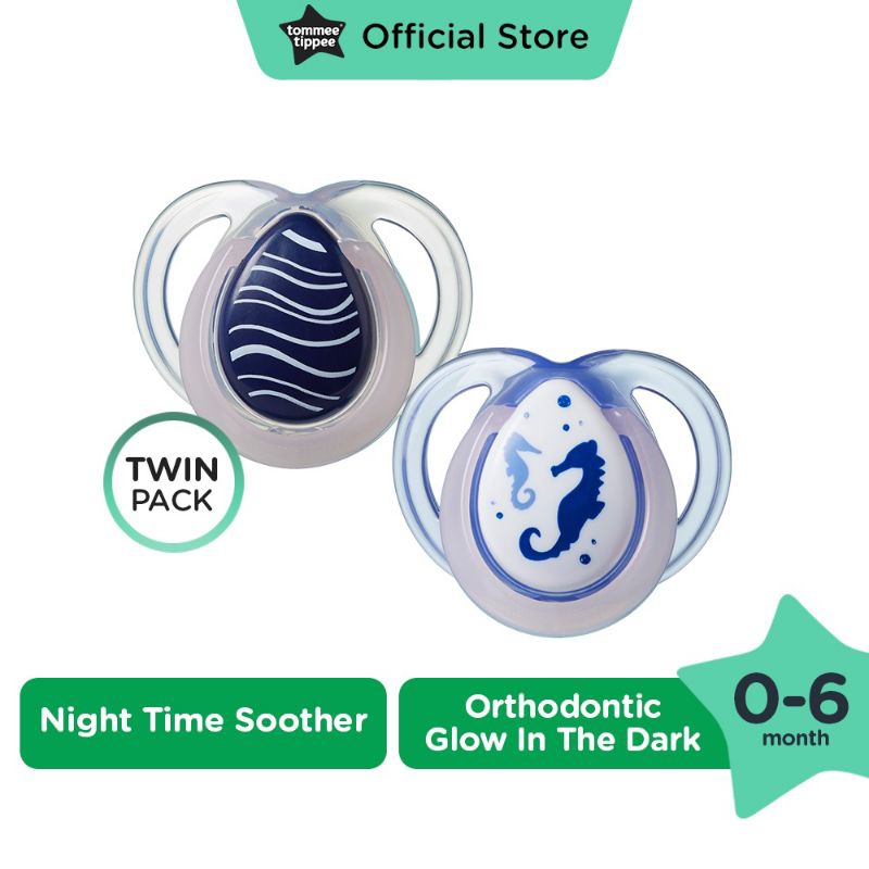 Tommee Tippee Night Time Soother -Twin Pack - Glow In The Dark - 0-6M