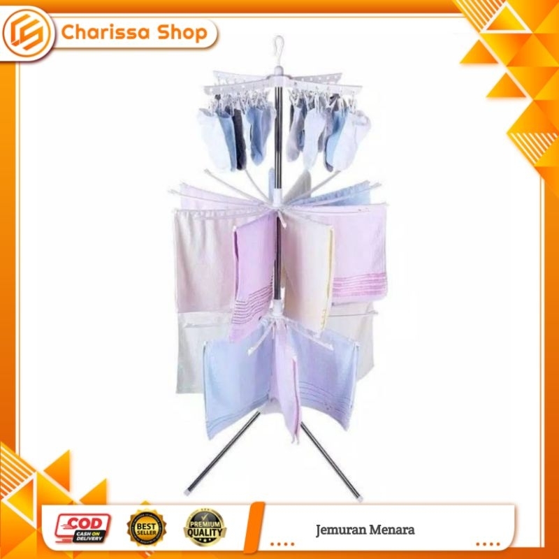 Jemuran Menara / Jemuran Lipat 3 Susun / Jemuran Pakaian Bayi