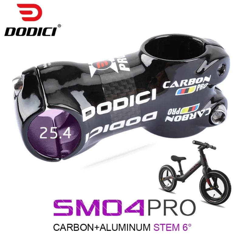 Stem Pushbike Balance Bike Carbon Alloy Dodici 25.4 * 28.6mm 2 Sisi 6° 50/60/70 mm Ringan