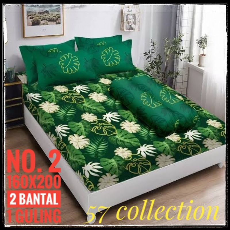 sprei homemade halus kualitas bagus motif DAUN JANDA BOLONG HIJAU no.2(160x200x20)