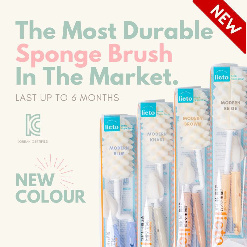 Lieto Sponge Bottle Brush Set (3 Items) Down To Earth Lieto Sponge Baby Bottle Brush