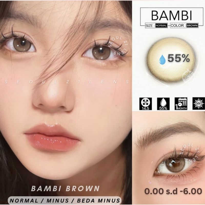 SOFTLENS BAMBI BROWN NORMAL MINUS ORIGINAL Made In Korea