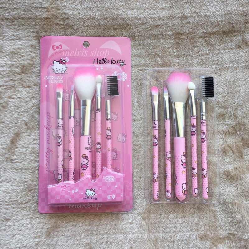 Kuas Motif Kartun Brush Set 5 in 1/ Set Alat Make Up Wanita 5 in 1