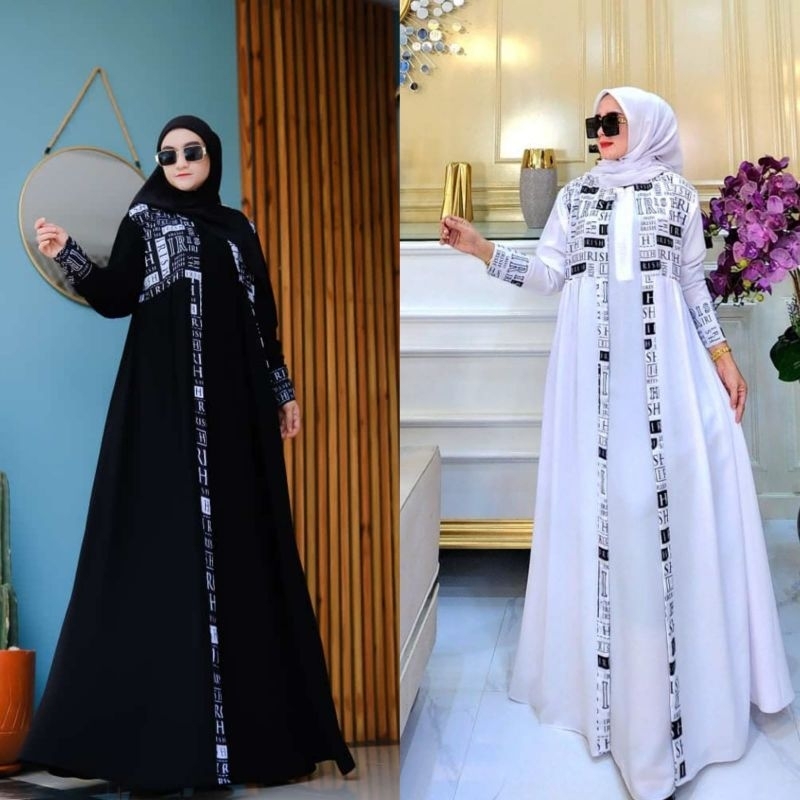 Maharani dress by Irish Label - Busana Muslim Gamis /Abaya Polos Black /White Super Adem Cocoh untuk