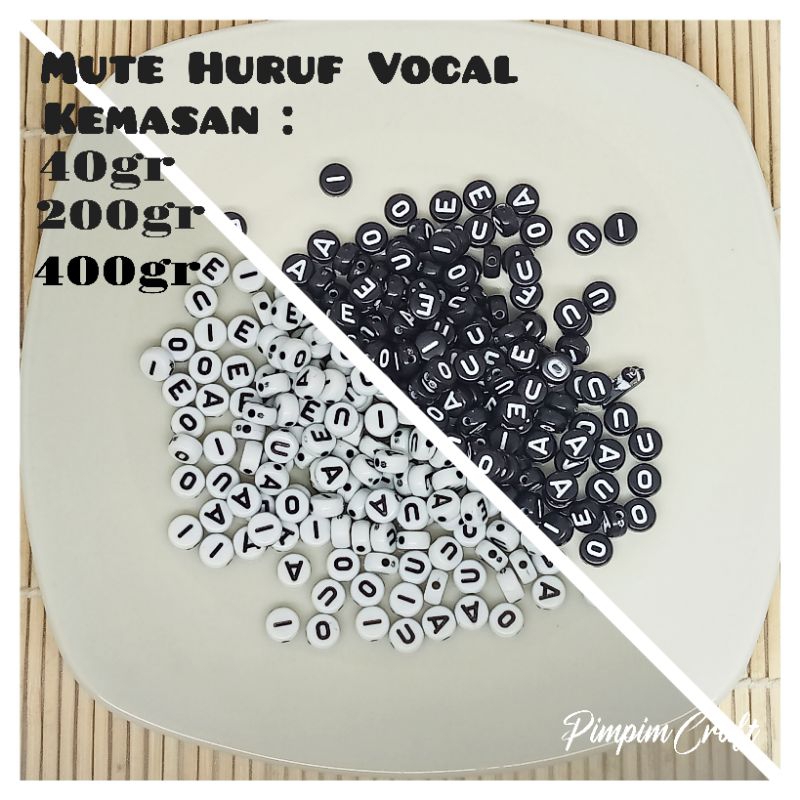 Manik Manik Mute Huruf Vocal AIUEO 40gr 200gr 400gr