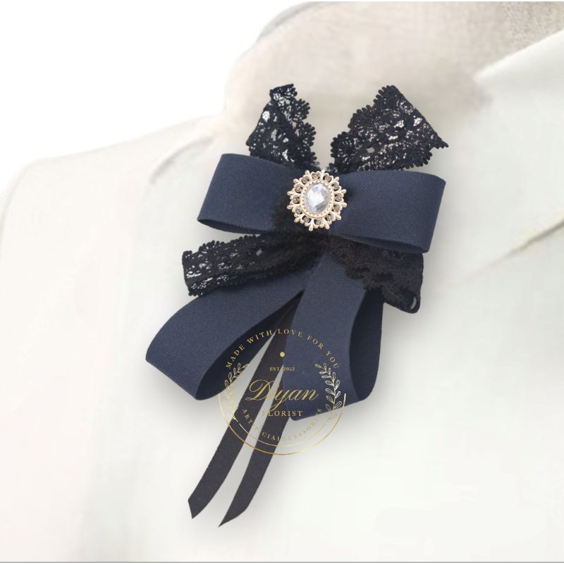 korean ribbon brooch // pita brooch // pita aplikasi dekorasi