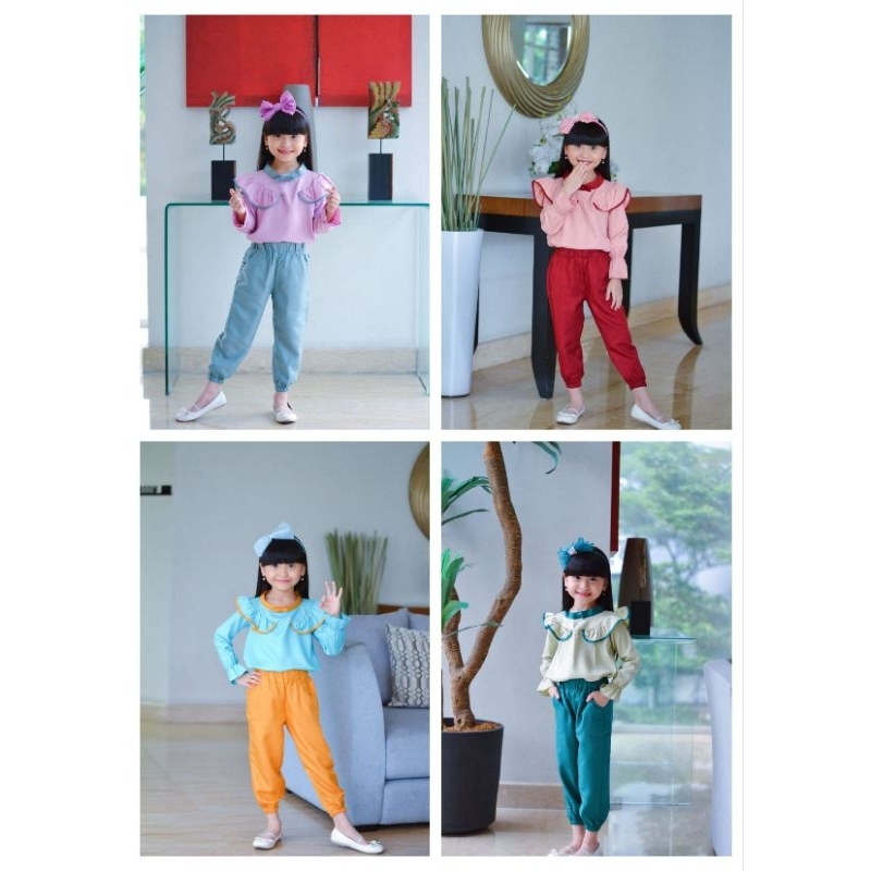 2-10T set Kids wings Lace by hazwa setelan lengan panjang anak perempuan
