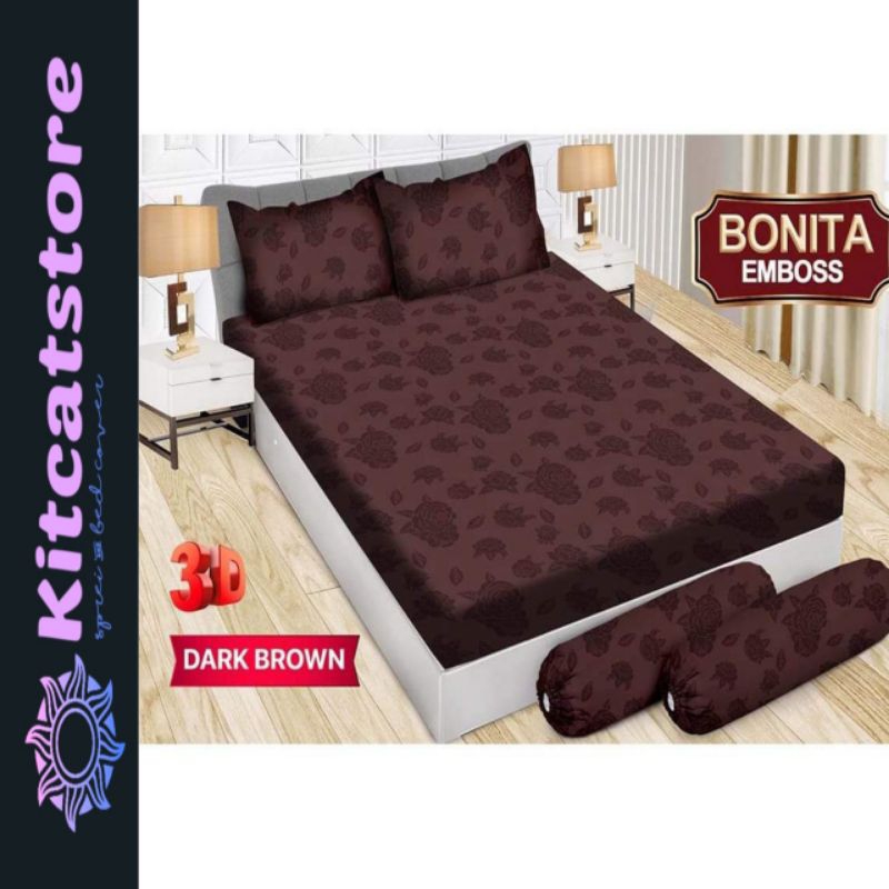 Sprei Bonita Flat Polos Emboss King No. 1 (180x200) Terbaru Dark Brown