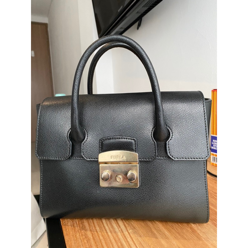 Preloved Authentica Furla Small Metropolis Satchel Black Bag