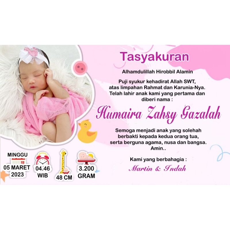 cetak kartu tasyakuran nama bayi aqiqah