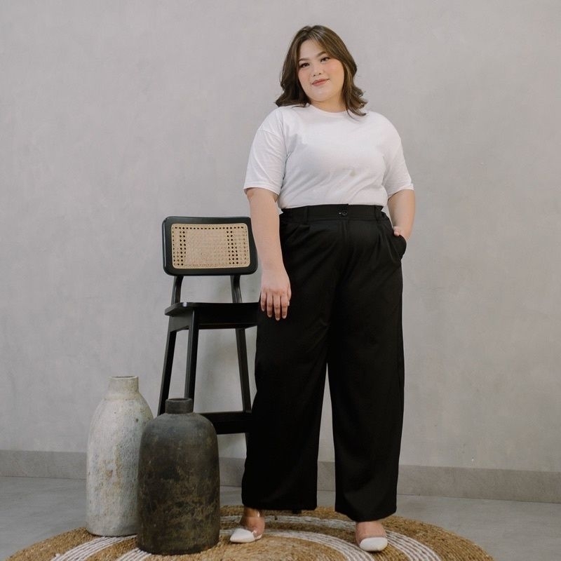 Loose Pants Trousers Jumbo (BIG SIZE) Wanita Anti Kusut - Celana Kulot Jumbo Highwaist Wanita Bahan Jatuh Celana Kantor Formal / Casual