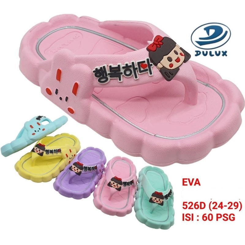 Sandal Japit Karet Anak Perempuan Korea Style l Dulux 526D Uk 24-29