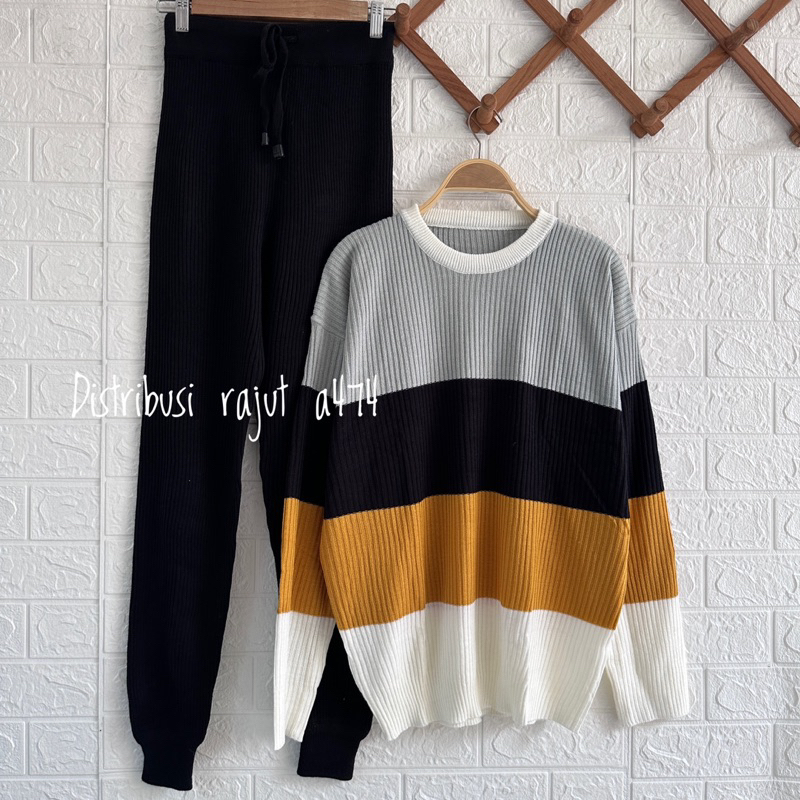 ONESET SWEATER NAWAITU BLASTER SETELAN CELANA KULOT JOGGER WANITA