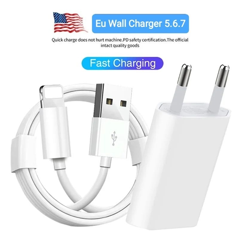 Eu Wall Charger 1 Set Adaptor + kabel fast charging 5w