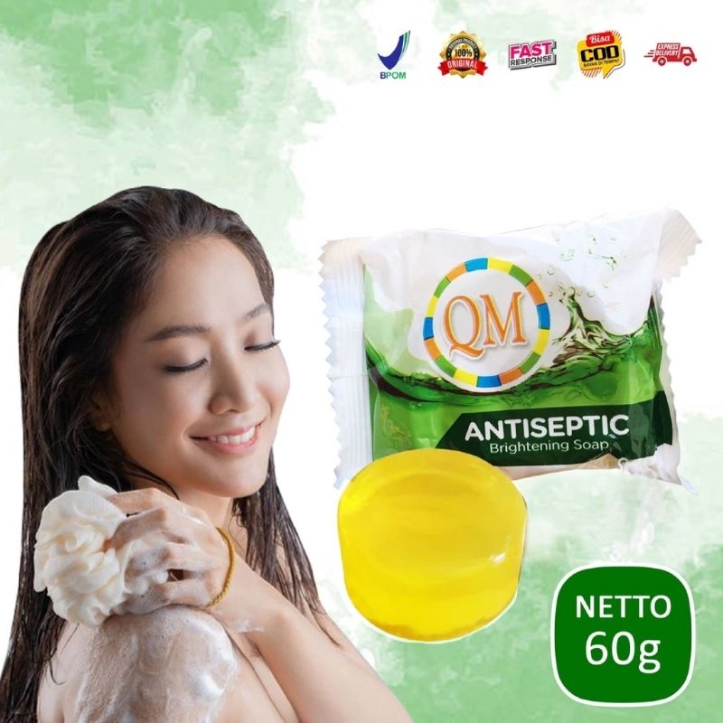 Sabun QM Kuning / QM Lightening Soap / Sabun Pemutih Wajah / Sabun Cuci Muka Glowing / Sabun Wajah Menghilangkan Jerawat &amp; Bekas Jerawat / Sabun Mencerahkan Wajah / Sabun Menghilangkan Fkek Hitam Membandel / Sabun Muka Pengecil Pori-Pori