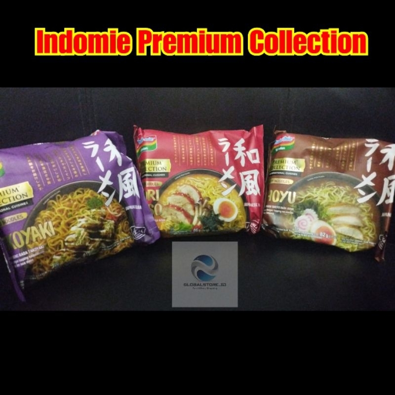 Indomie premium collection japanese ramen shoyu/ indomie takoyaki / indomie tori miso / indomie real meat rasa chicken mushroom