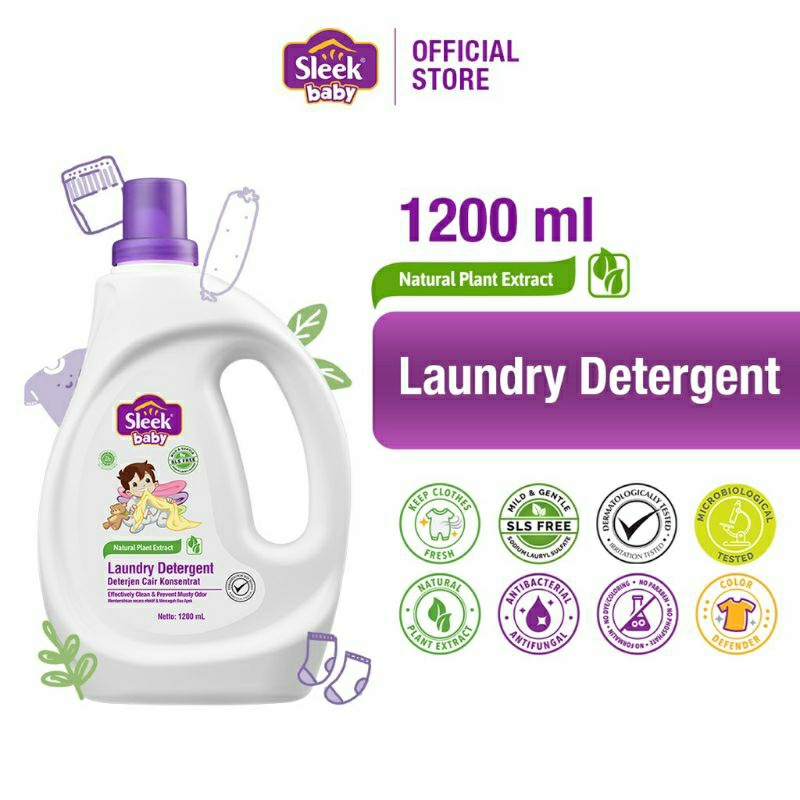 Sleek laundry detergent baby / deterjen pakaian bayi 1200ml botol