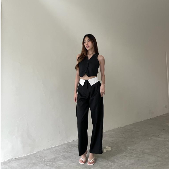 Marsha Two Ways Pants - Ocha Wear  High Waist Cullote with Collar