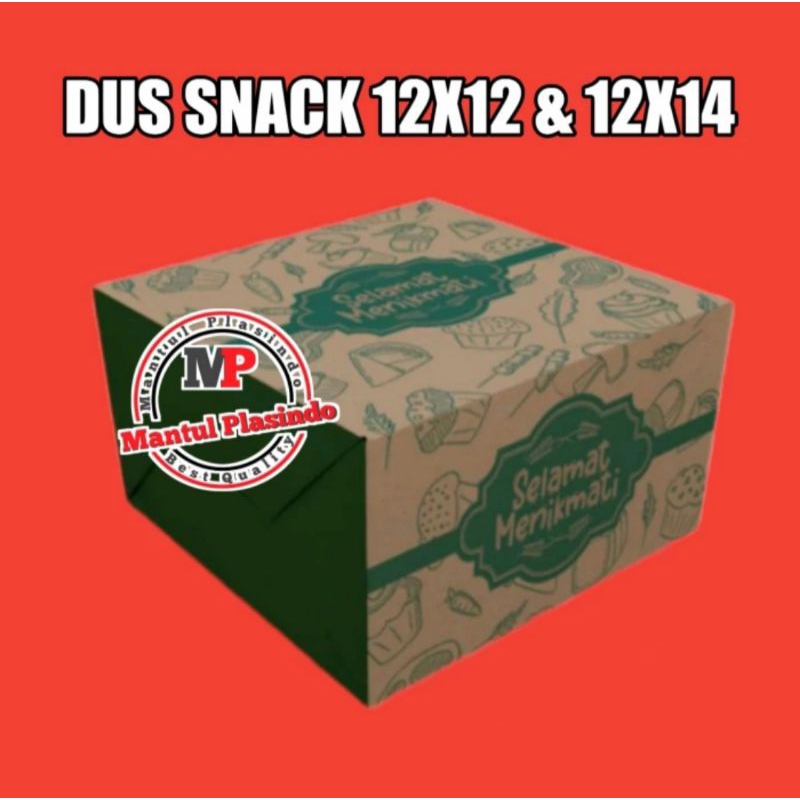 isi 50pcs Dus Snack Box / Dus Kraff Polos 12x12 &amp; 12x14 / Dus Kotak Makan Nasi