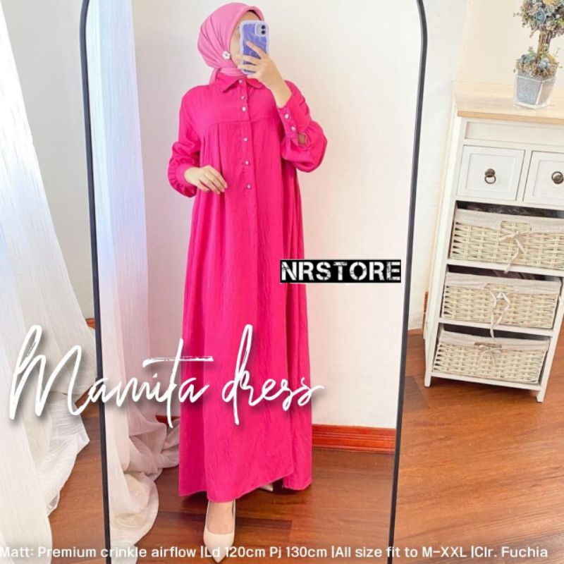 GAMIS TERBARU MAMITA DRESS CRINKLE AIRFLOW PREMIUM ORI BY NR Jumbo